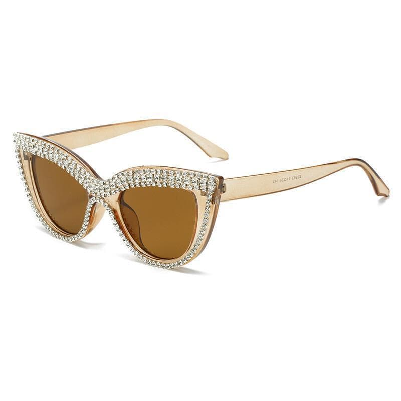 Óculos de Sol Retro Cat Eye com Strass UV400 para Mulheres, Tendência de Moda, Óculos de Festa, Óculos de Viagem ao Ar L