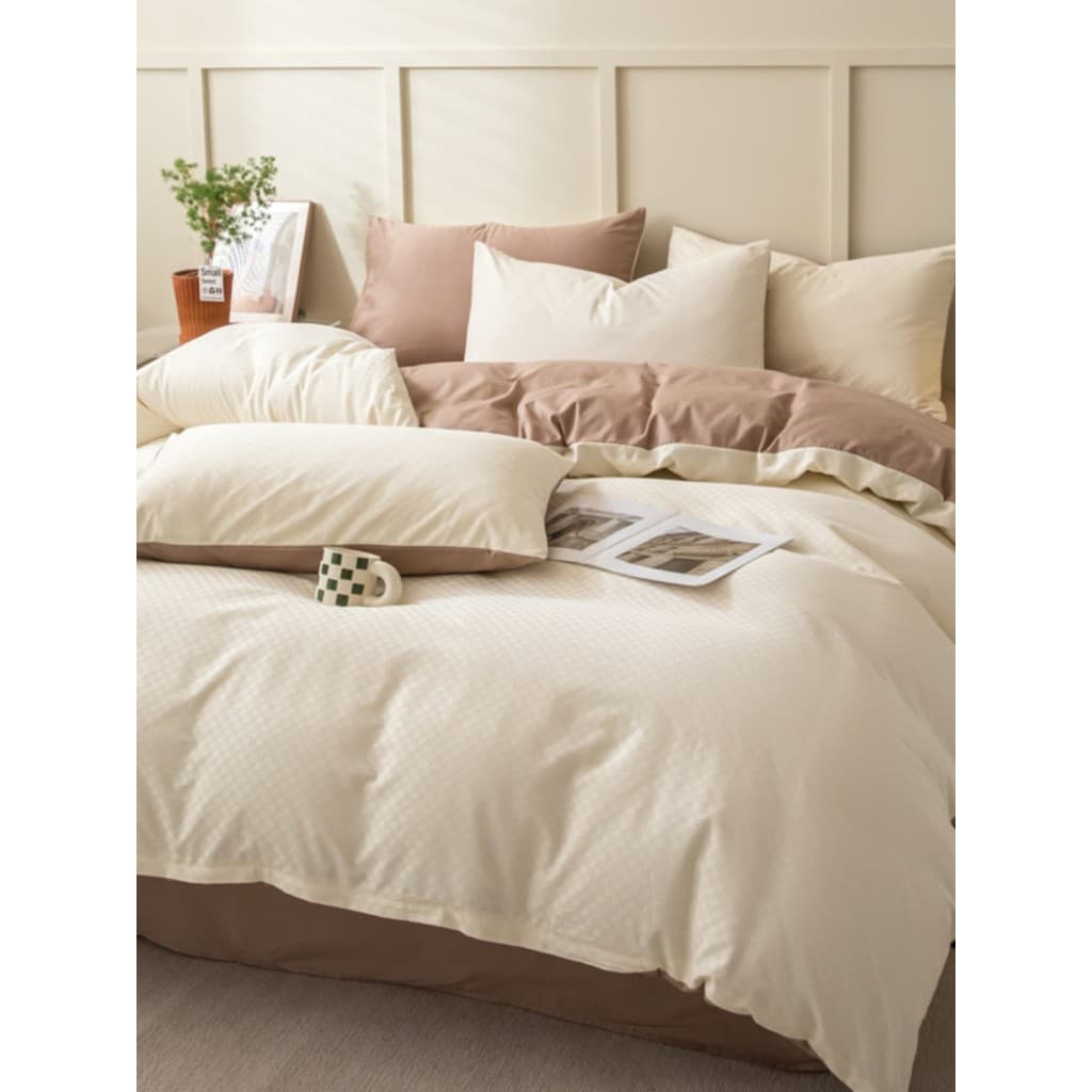 Conjunto de quatro peças de algodão puro, 60 peças, lençol de cama, capa de edredom, estilo lençol, dormitório, conjunto