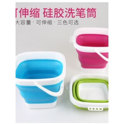 Silicone dobrável balde caneta balde de lavagem caneta titular guache aquarela pintura cor arte retrátil portátil lavage