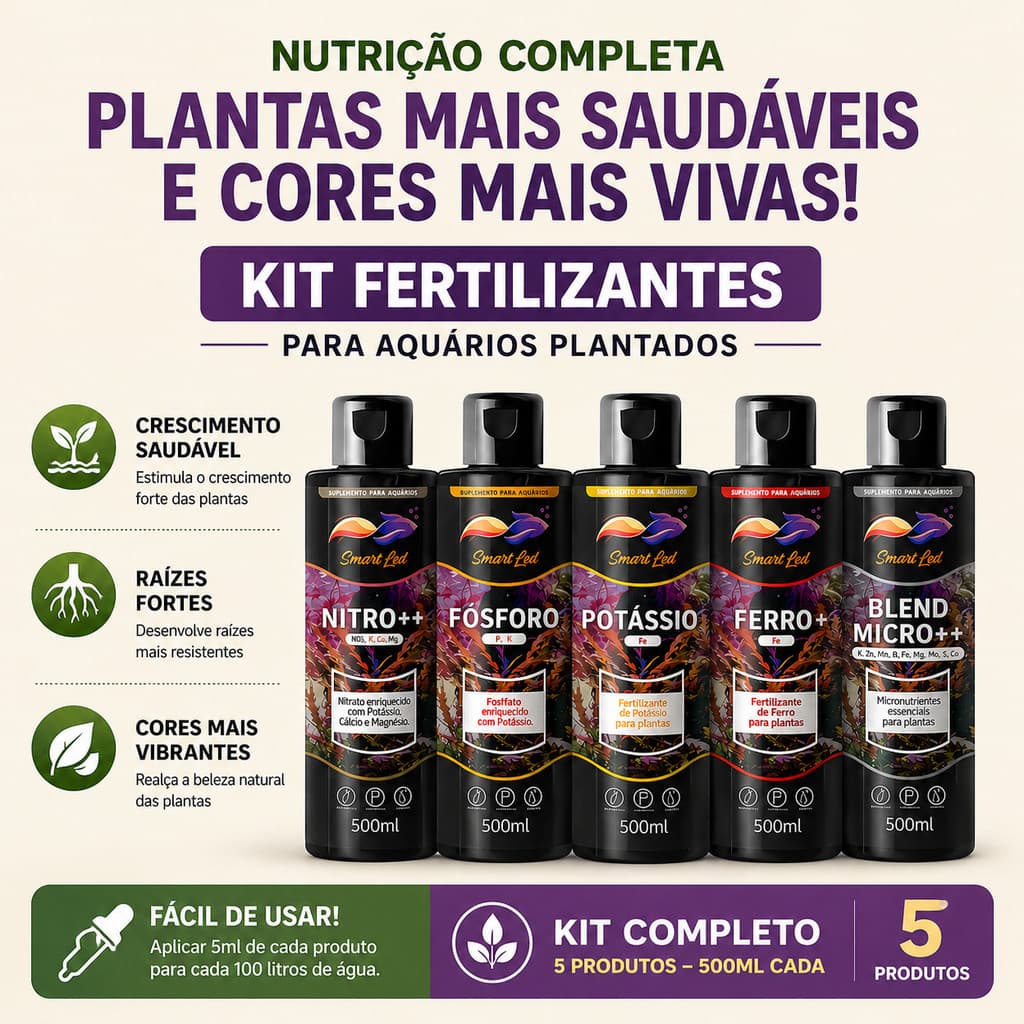 Kit Completo Aquário Plantado Fertilizantes NPK Ferro Micro 500ml