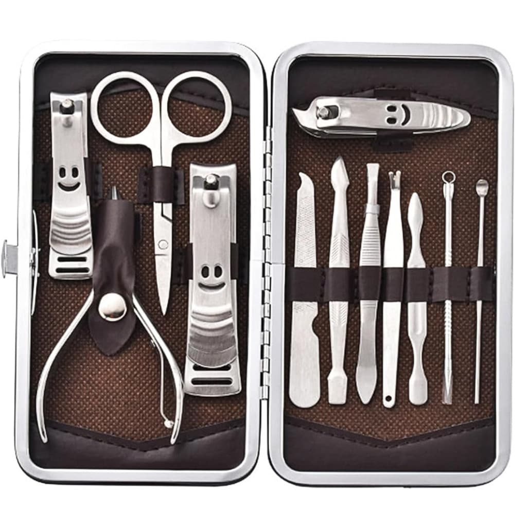 Kit Manicure Masculino Feminino Estojo 12 Peças Aço Inox