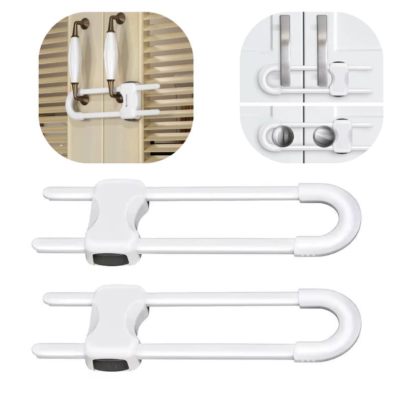 Kit 5 Travas De Gaveta Formato Em U Segurança Protetor Para Crianças 18,5*5,5*1,4cm