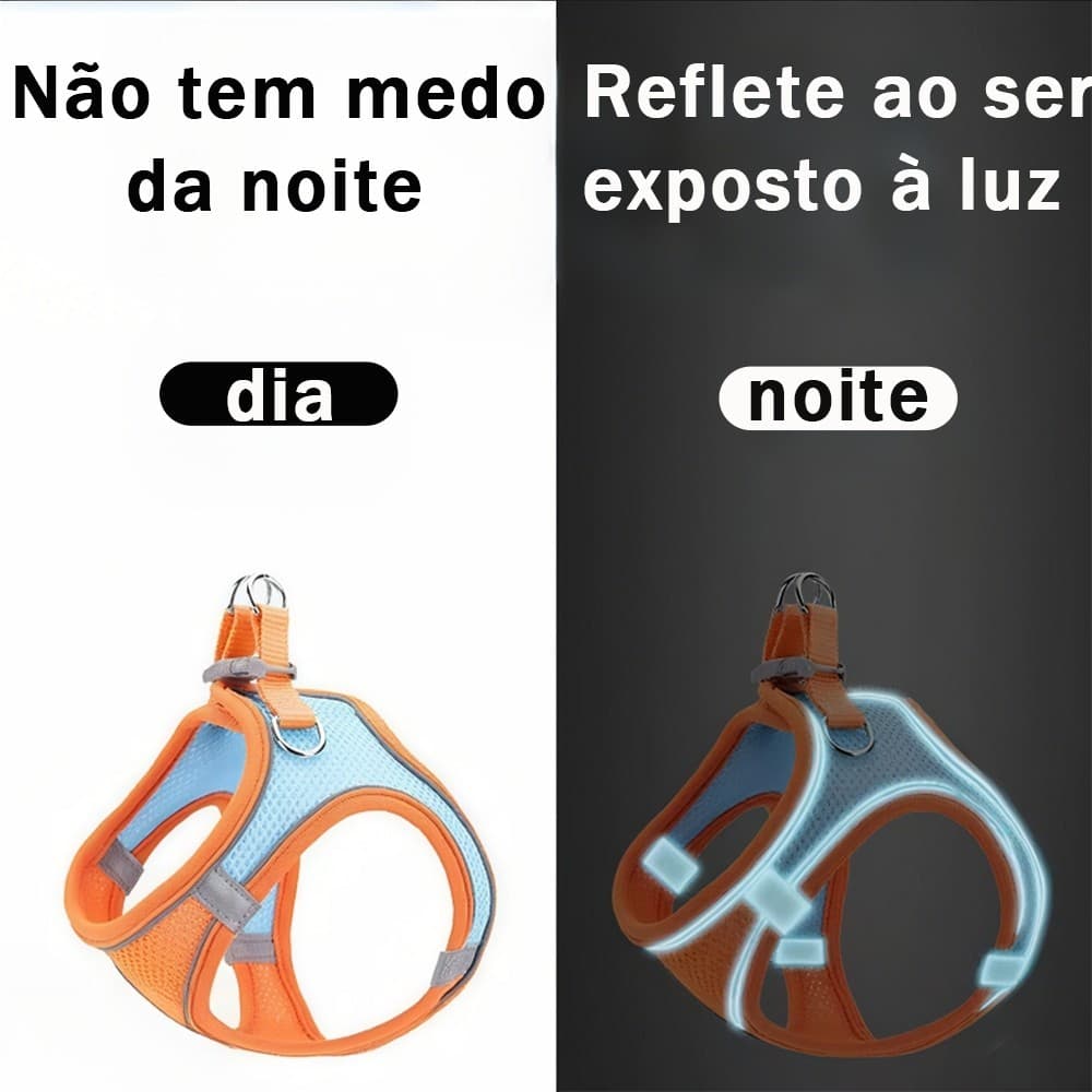 Colete Peitoral Náilon Reflexivo, Confortável e Seguro para Passeios com Pets