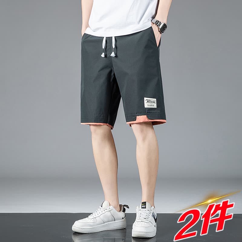 T na moda falso Shorts masculinos de duas peças 2026 verão legal respirável calças casuais novo estilo moda All-Match ca
