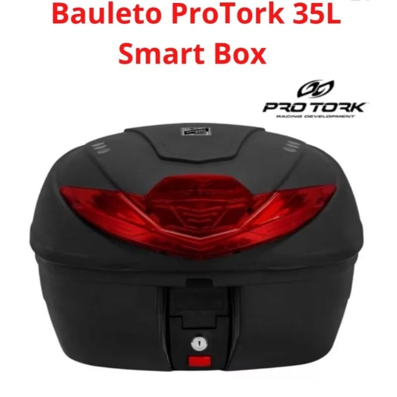 Baú Bauleto 35L Moto Pro Tork Smart Box C/ base Universal Capacete Motoboy Qualidade Premium