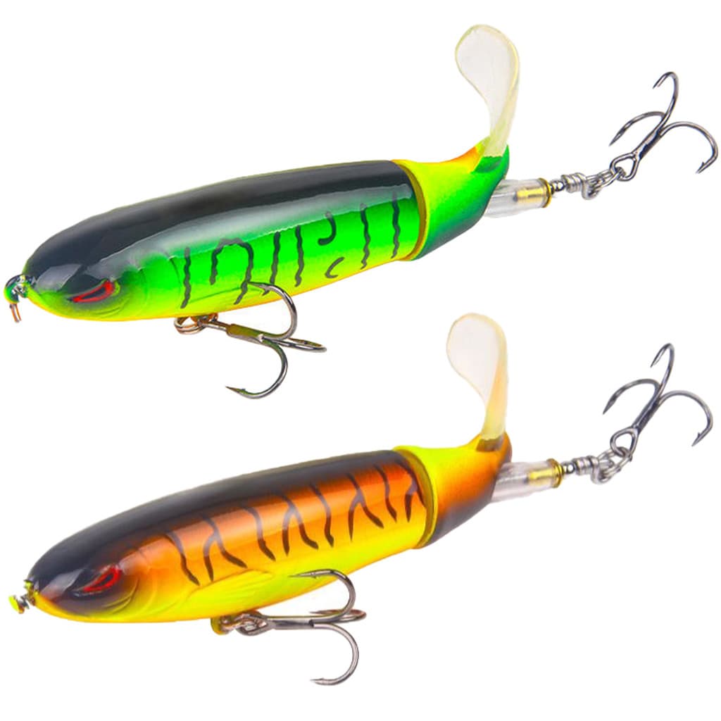 Kit 2x Isca Artificial Hélice Cauda Giratória Superfície 9cm