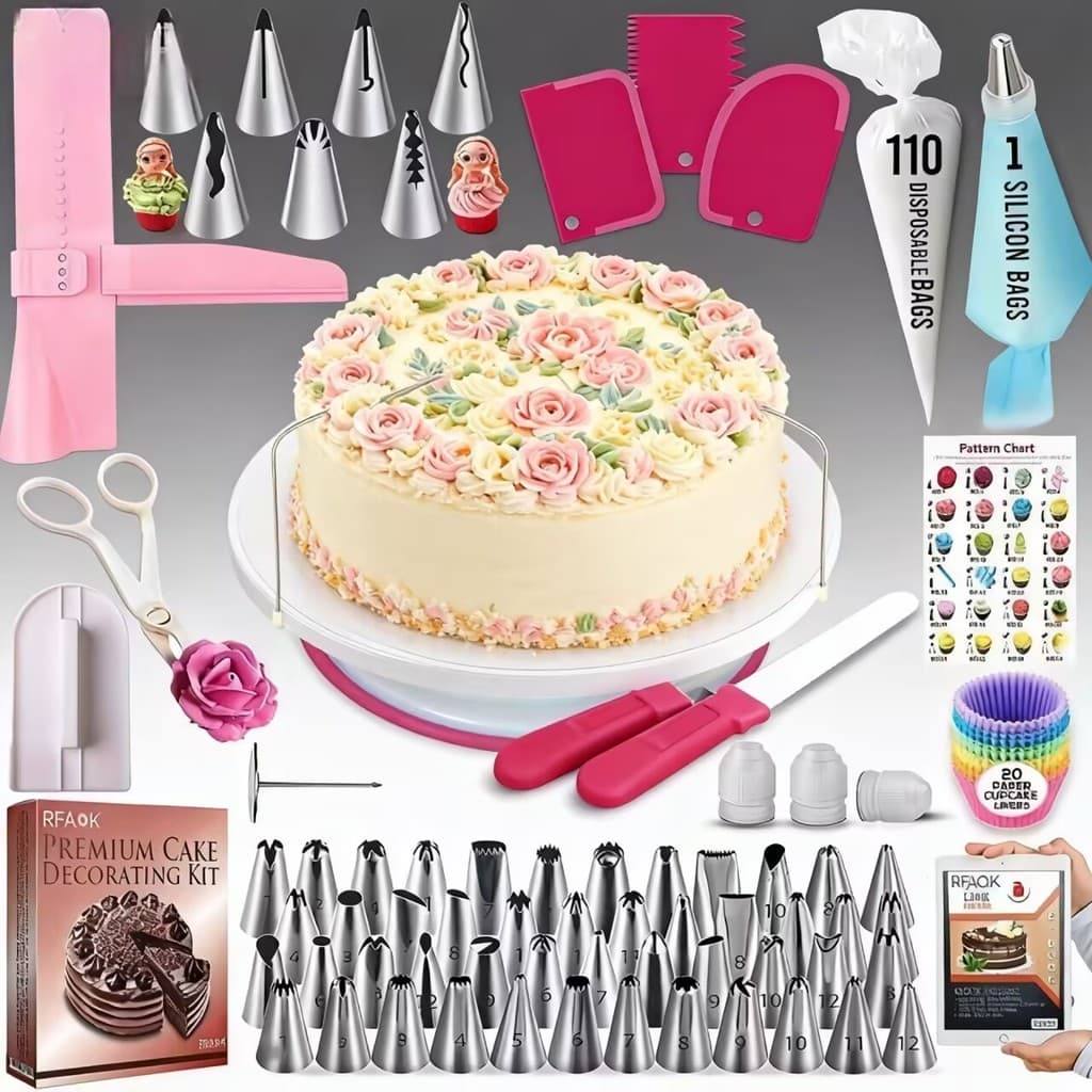 KIT 200/72pcs Decoração de Bico de Aço Inoxidável para Bolo-para Decorar Bolos,Cupcakes e Cookies,Presente para Confei