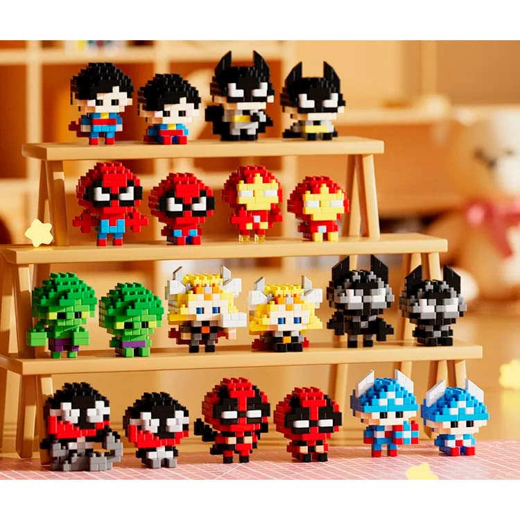 Mini Blocos de Construção Super-Heróis - Spider-Man e Batman Brinquedos Infantil Educativos para Crianças