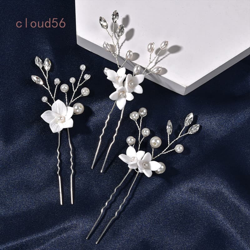 3Pcs/Set Vintage Flor De Noiva Pérola Cristal Alfinetes De Cabelo Clipes De Dama De Honra Cabeleireiro Acessórios De