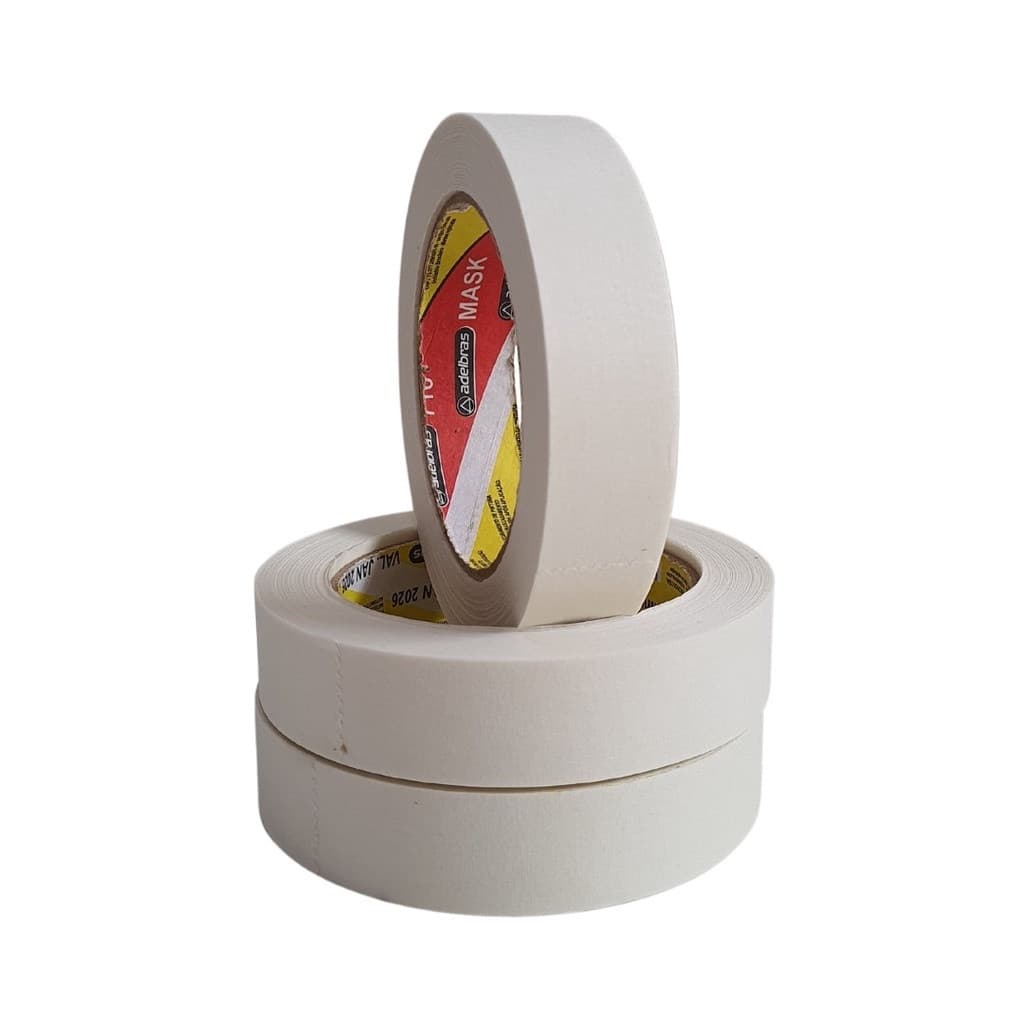 Kit 03 Fitas Crepe 18mm x 50m Mask 710 - Adelbras | Adesiva | Escolar | Escritorio | Colante