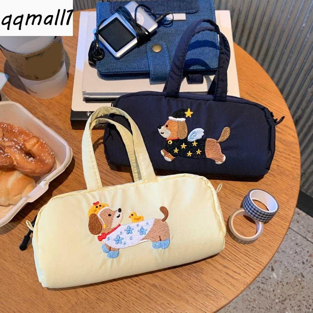 QQMALL1 Estojo De Lápis De Desenho Animado , Bolsa De Caneta Estilo Coreano De Grande Capacidade Para Cachorro Bordado C