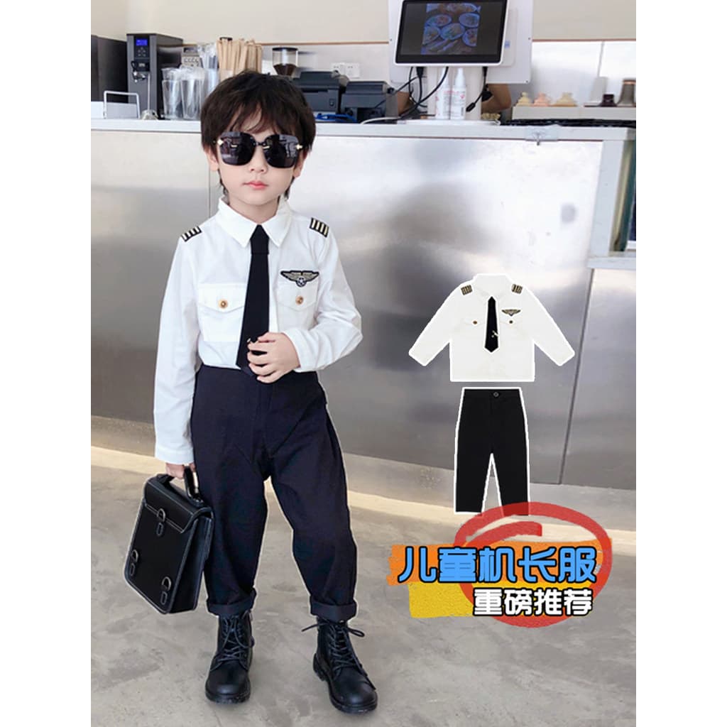 Chá mãe menino primavera outono novas roupas 2025 novo estilo moda terno menino bebê capitão roupas camisa de manga comp