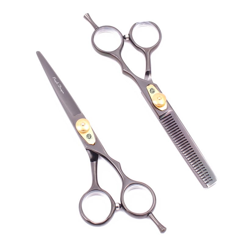 Tesoura de corte de cabelo de dragão roxo preto corte plano dentes corte salão de cabeleireiro dedicado desbaste franja