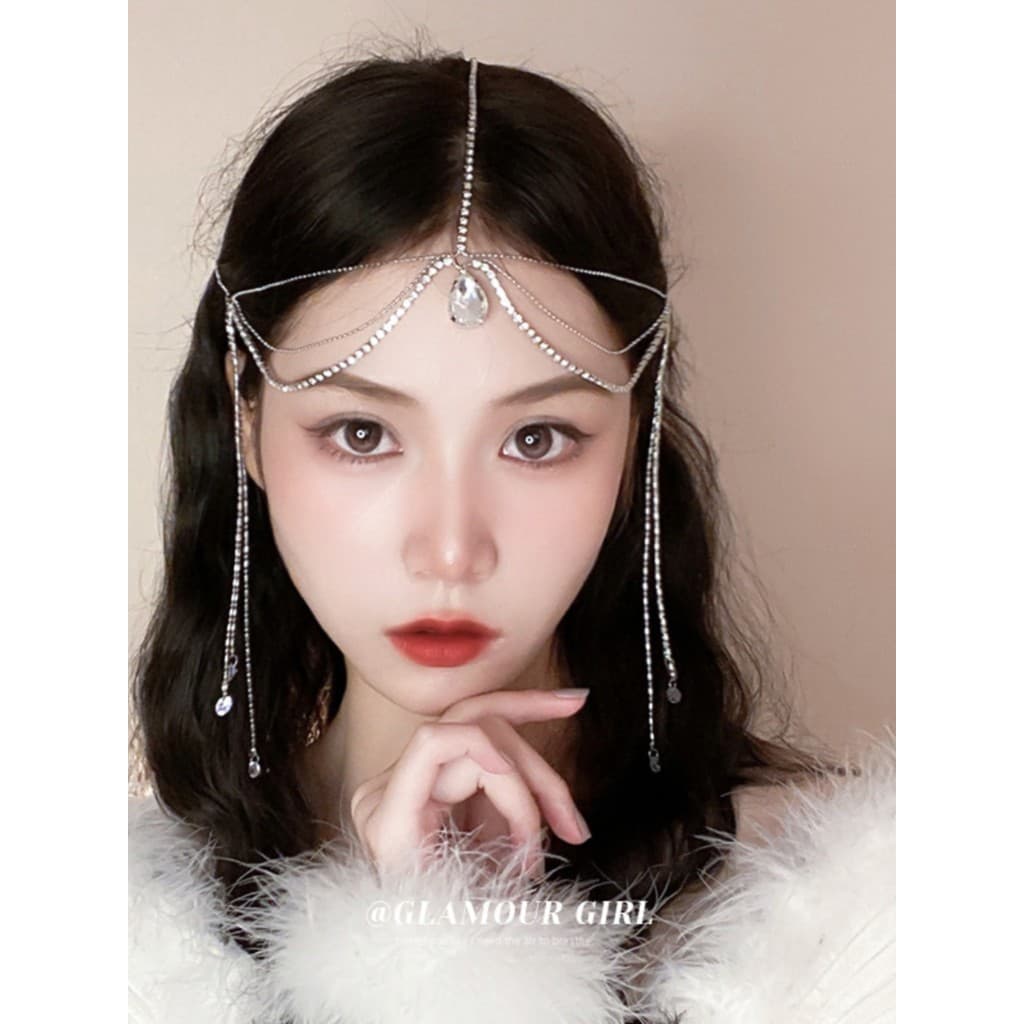 Exótico Hanfu antigo acessórios de cabelo feminino testa acessórios nupcial testa corrente cabeça jóias ocidental versão