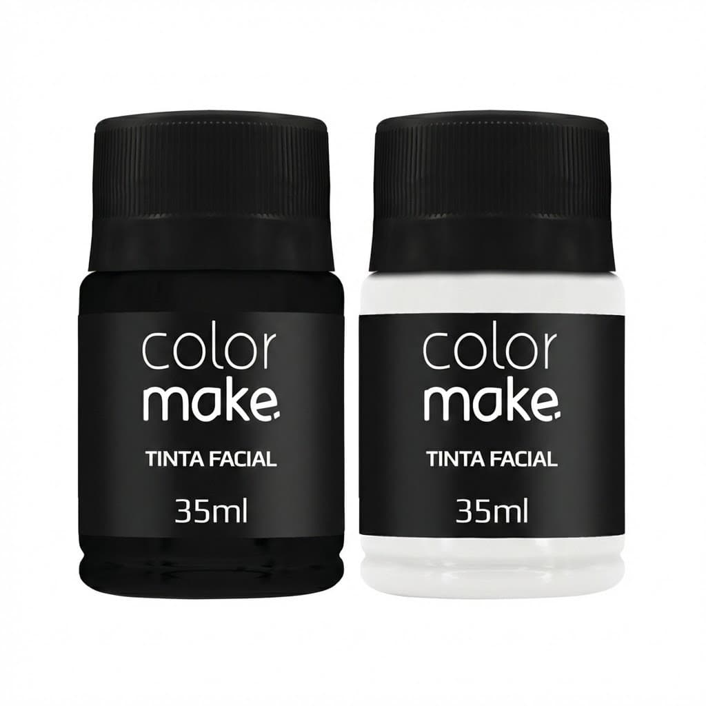 Tintas Líquidas Faciais Branco e Preto 35ml Colormake perfeita para  maquiagem artística