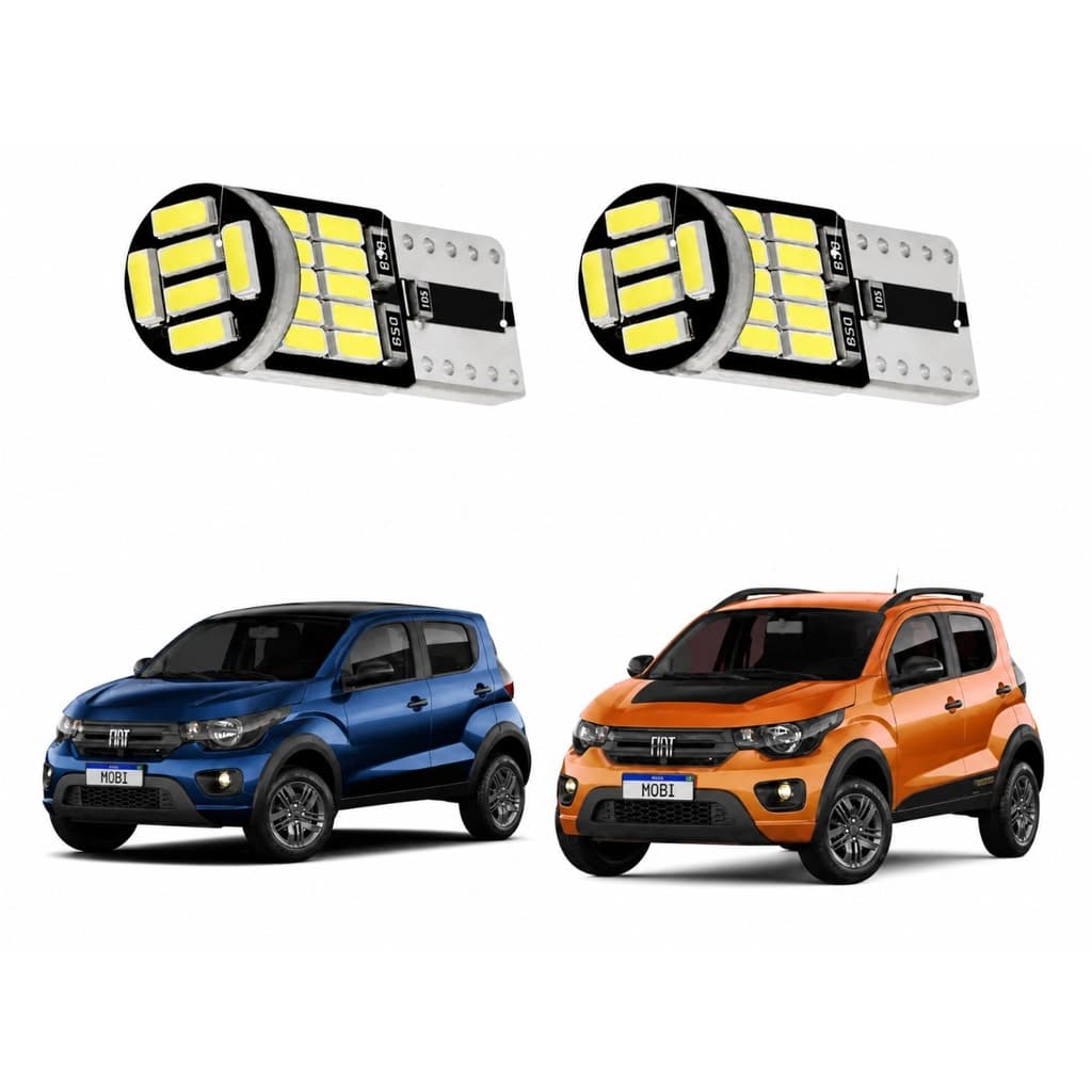 2x Lampada Led Pingo T10 Lanterna, Luz De Placa, Fiat Mobi