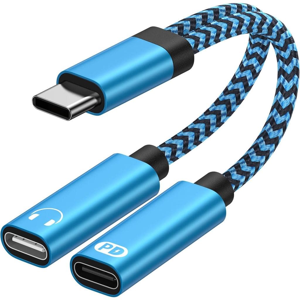 Divisor USB C, Adaptador Duplo USB C para Fone de Ouvido e Carregador, Cabo Dongle Tipo C para Áudio com Carregamento Rá