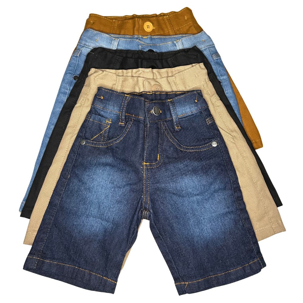 Bermuda Infantil Menino Brim e Jeans Color Masculina