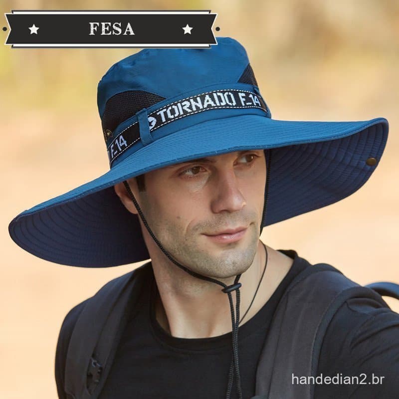 Chapéu de sol de aba grande, guarda-sol para homens, chapéu de pescador, proteção solar UV, respirável, verão 9205, chap