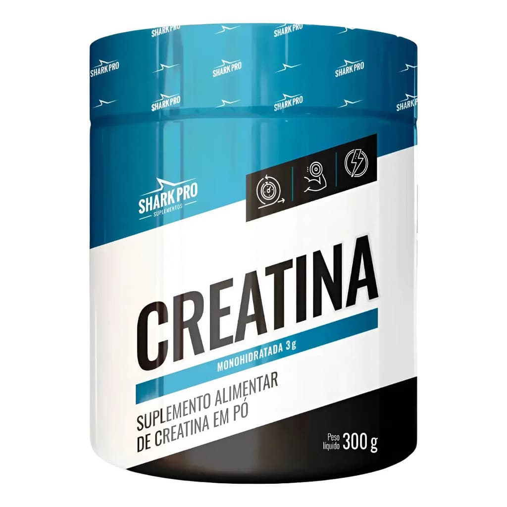 Creatina Shark Pro 300g Monohidratada 100% Pura Sem Sabor
