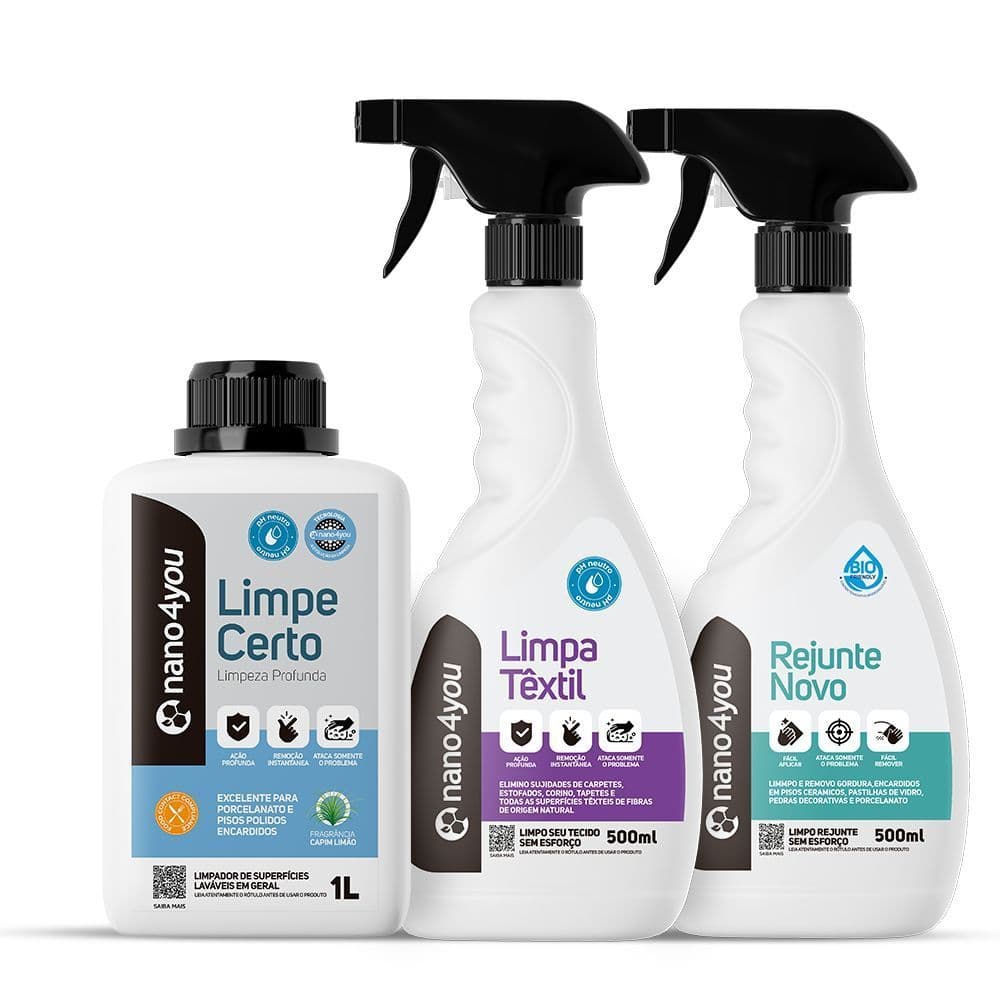 Kit Limpeza de Banheiro Sofá e Piso Solução Completa para Sua Casa 3 em 1 nano4you