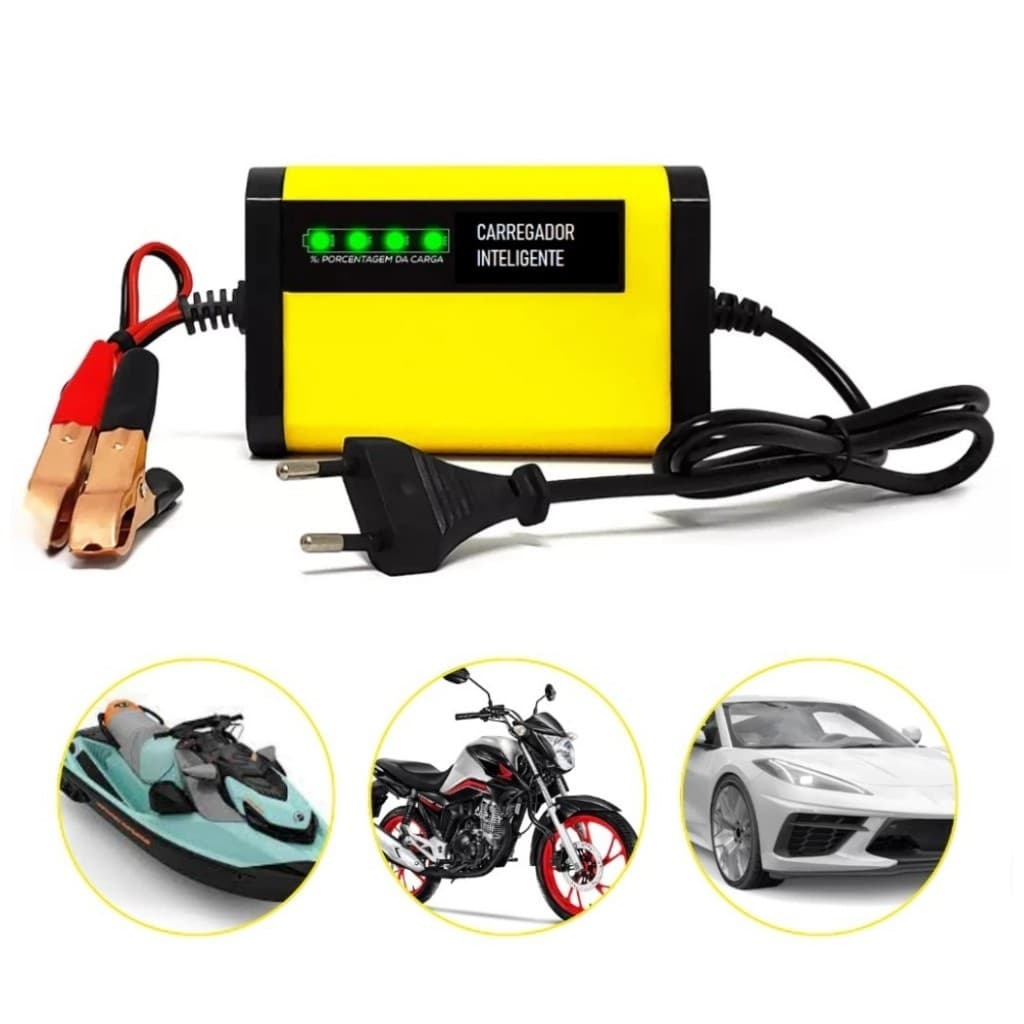 Carregador de Baterias Automotivo E Motos 12v Inteligente n