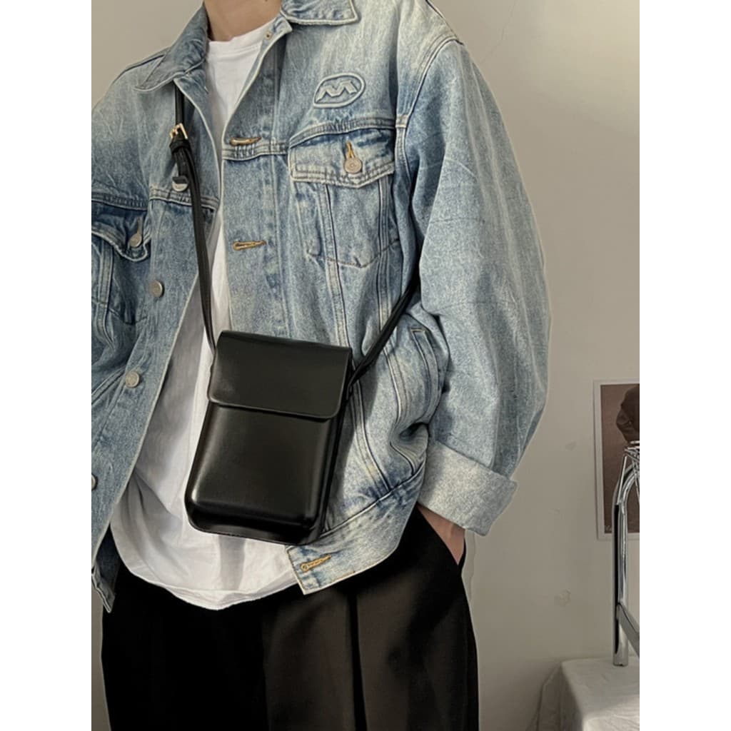 Versão coreana simples estilo Vertical Flip pequeno quadrado saco na moda masculino ins estilo All-Match caixa quadrada