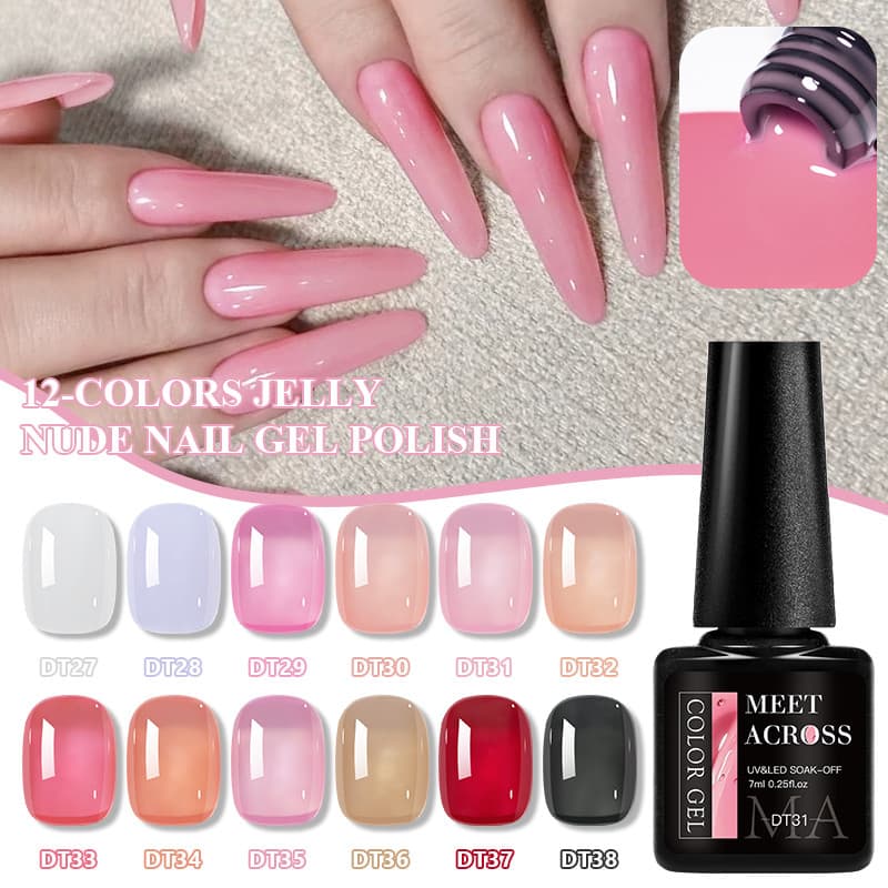MEET Através Gel Polonês Jelly Color 7ml Nude Rosa Cor Longa Duração Soak Off Uv Unha