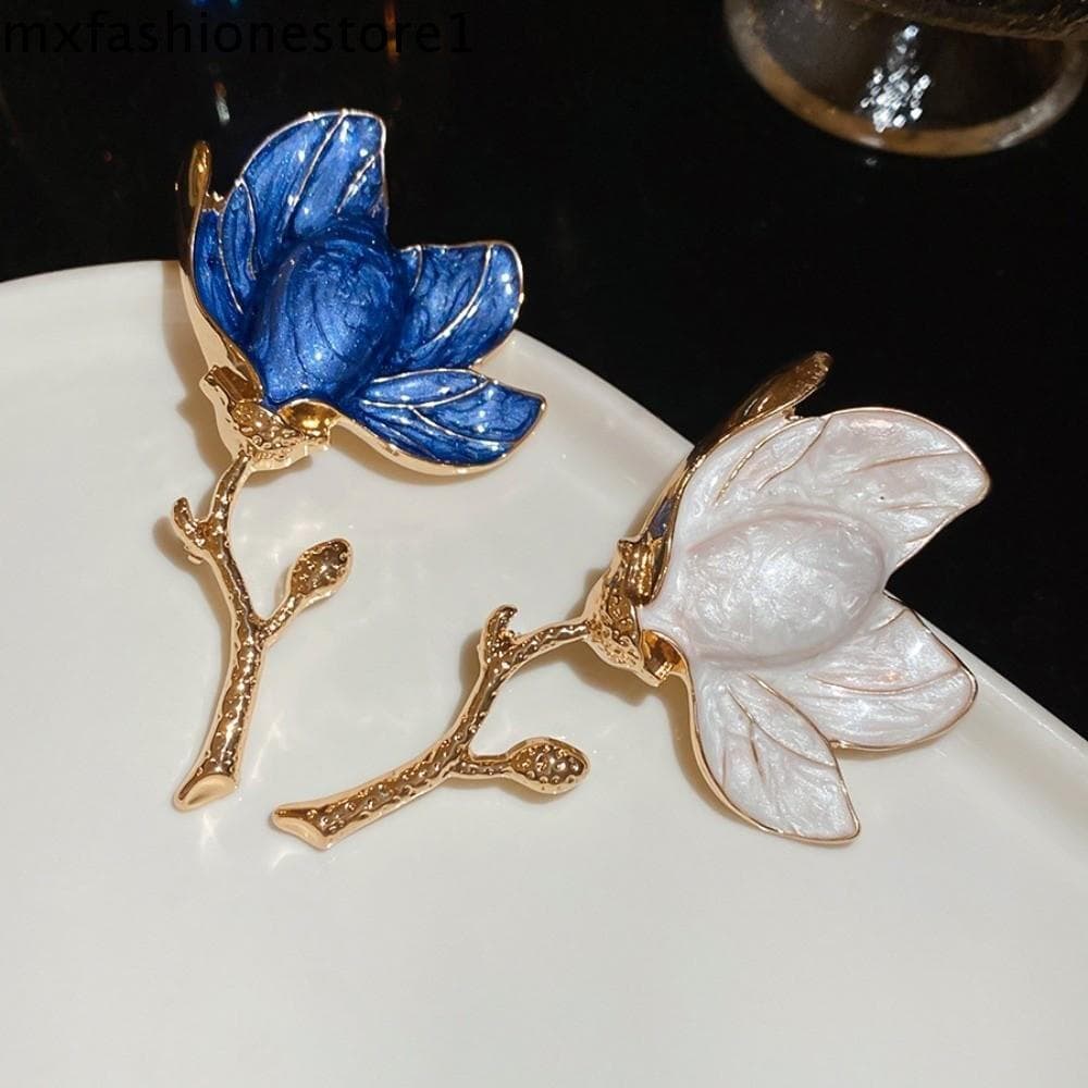 MXFASHIONE Esmalte Pino De Crachá De Luxo , Broche De Flor De Magnólia De Tulipa De Liga , Alfinete De Metal Exagerado P