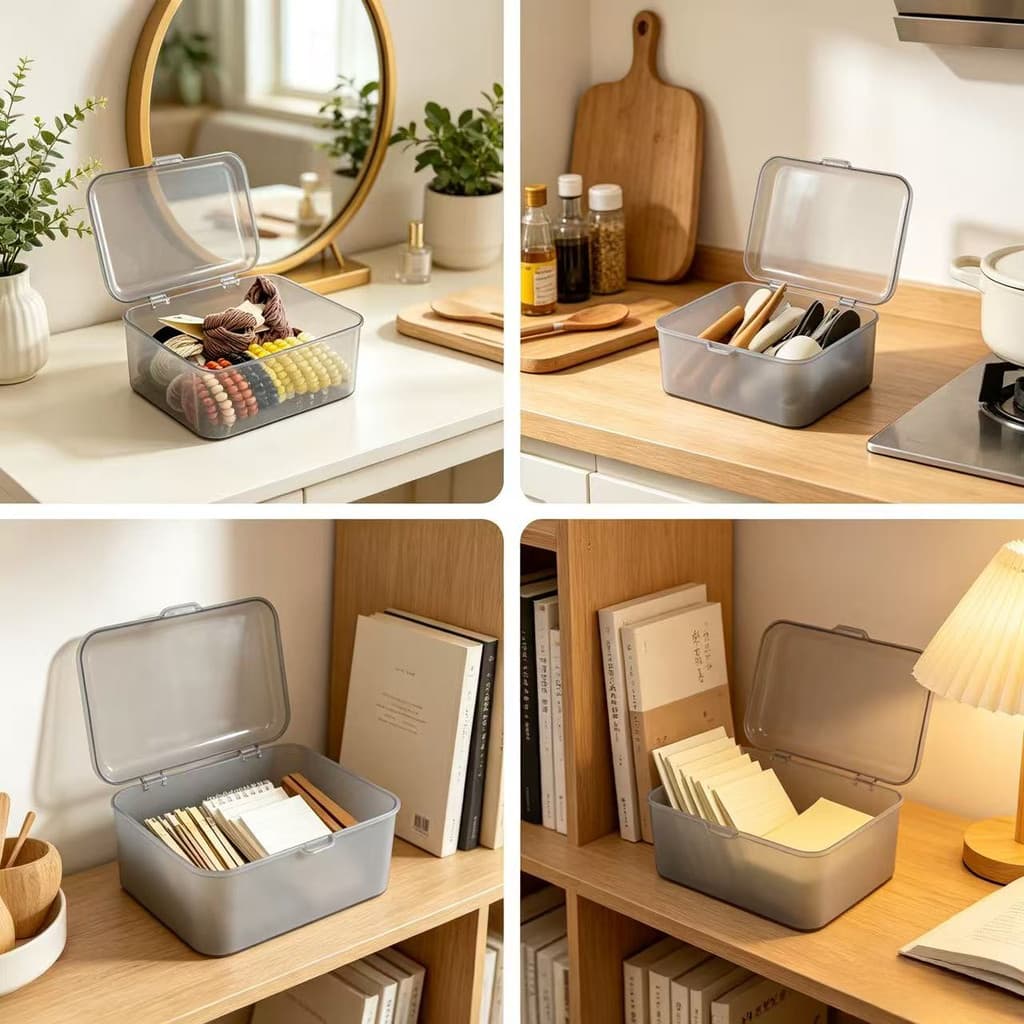 Flip transparente Anti-poeira caixa de armazenamento Desktop cosméticos acessórios para o cabelo cesta de armazenamento