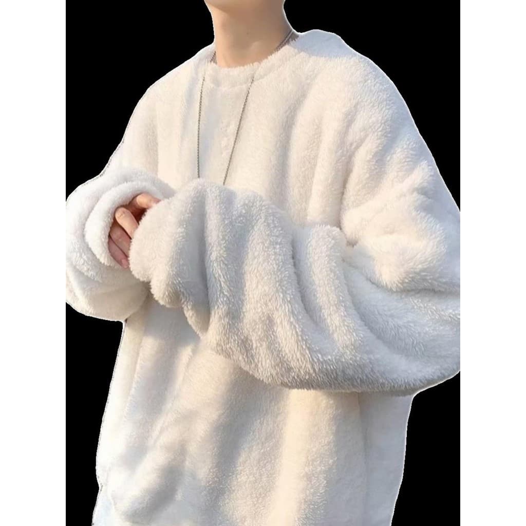 Pelúcia ins estilo Hong Kong inverno cordeiro velo quente engrossado moletom masculino solto versão coreana na moda roup