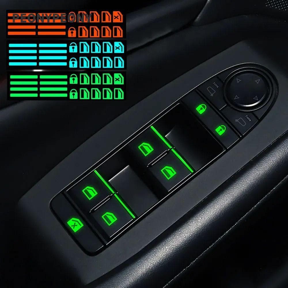 Adesivos Interiores De Carros PEONY , Acessórios Automotivos Fluorescentes Noturnos , Adesivo De Botão Luminoso Para Car