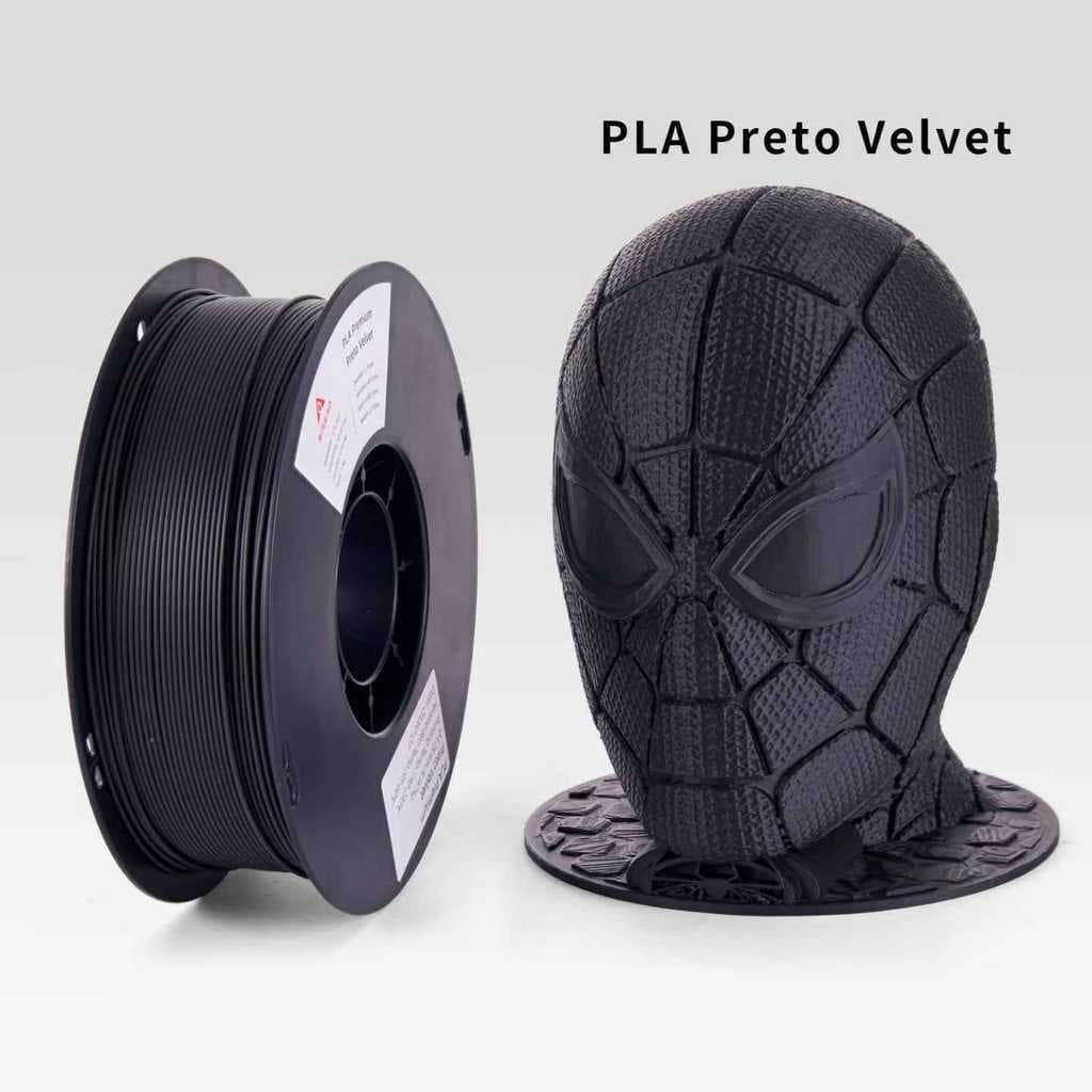 Filamento PLA Preto Velvet Premium 1Kg 1,75mm Efeito Aveludado Impressora 3D FDM Rise 3D