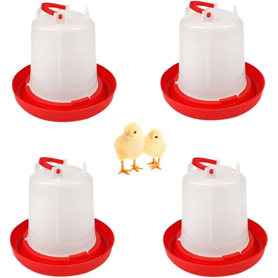 Conjunto de 4 bebedouros de plástico para aves DoubleWood, bebedouro de 1 litro, recipiente de água suspenso para aves (