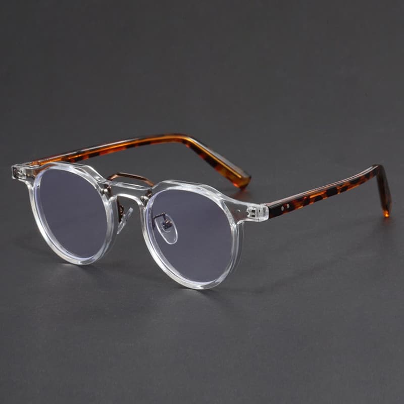 Óculos Redondos Vintage Unissex Armação Anti-Luz Azul Óptica Moderna Leopardo Clássico Elegante BJDP