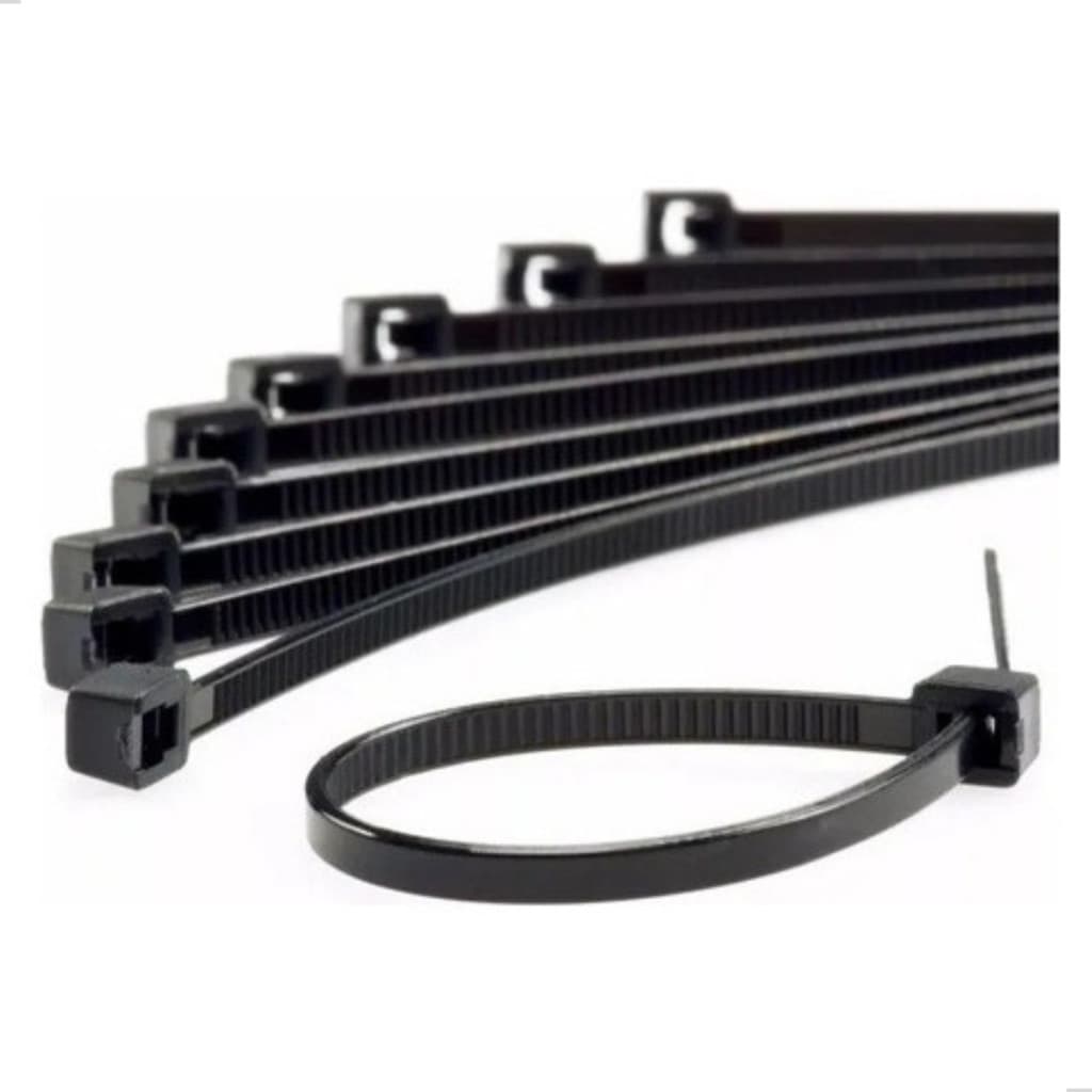 Kit 100 Abraçadeira de Nylon Cinta Plástica Enforca Gato Branco Preto 4,8 x 250 mm