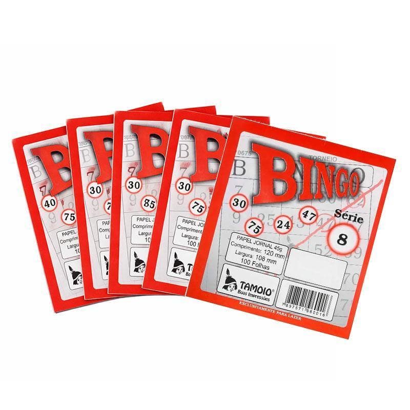 Cartela de Bingo Papel Jornal 100 Folhas 5 Unidades - Tamoio