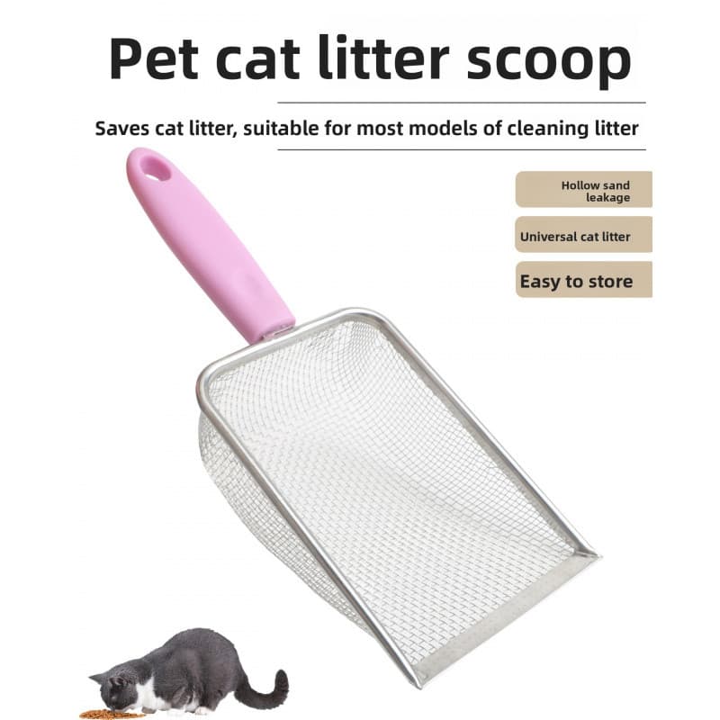 Pá para areia de gato, ferramenta para limpeza de animais de estimação, pá para merda de gato, buraco grande, pá de prai