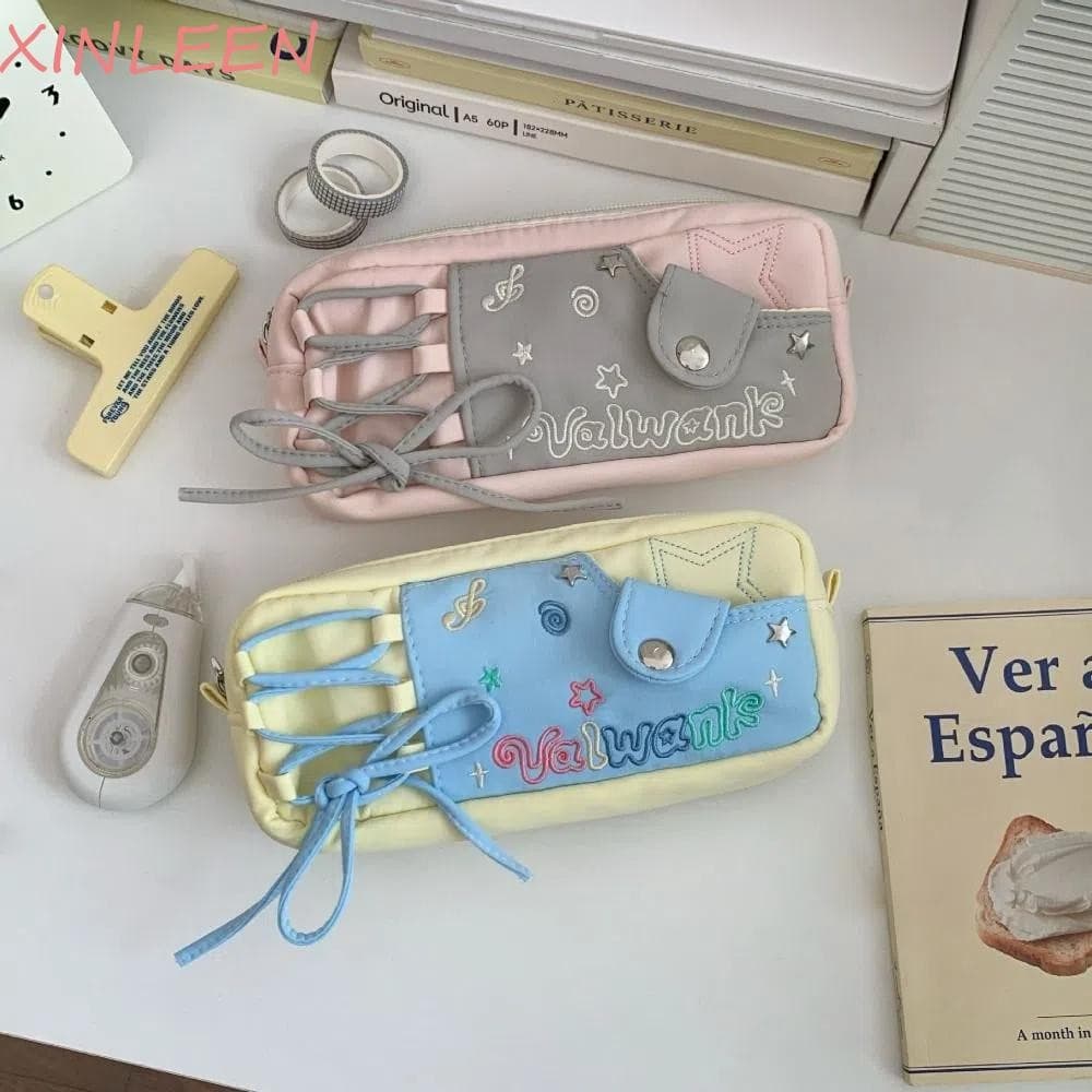 Bolsa De Papelaria Coreana XINLEEN , Estojo De Lápis De Grande Capacidade , Caneta , Cosméticos/Cartão/Canetas