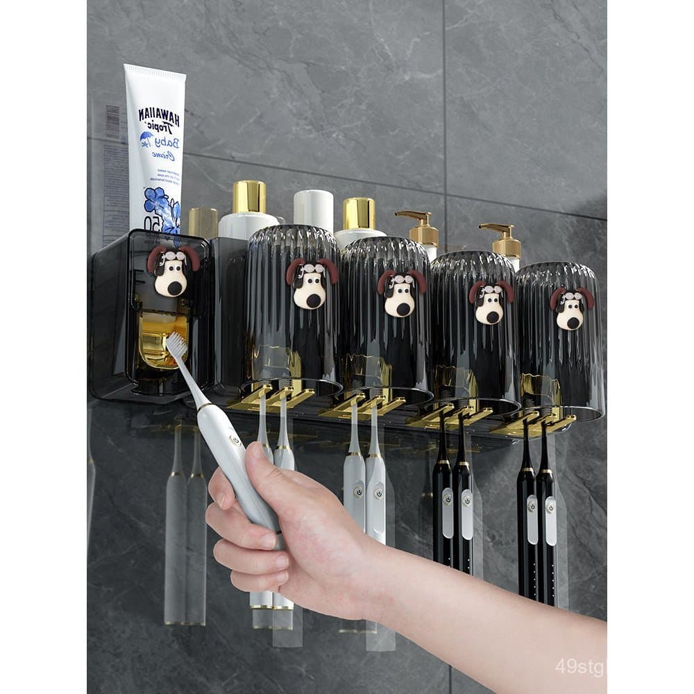 Suporte para escova de dentes para banheiro, suporte de parede sem furos, escova de dentes elétrica, copo para enxaguant