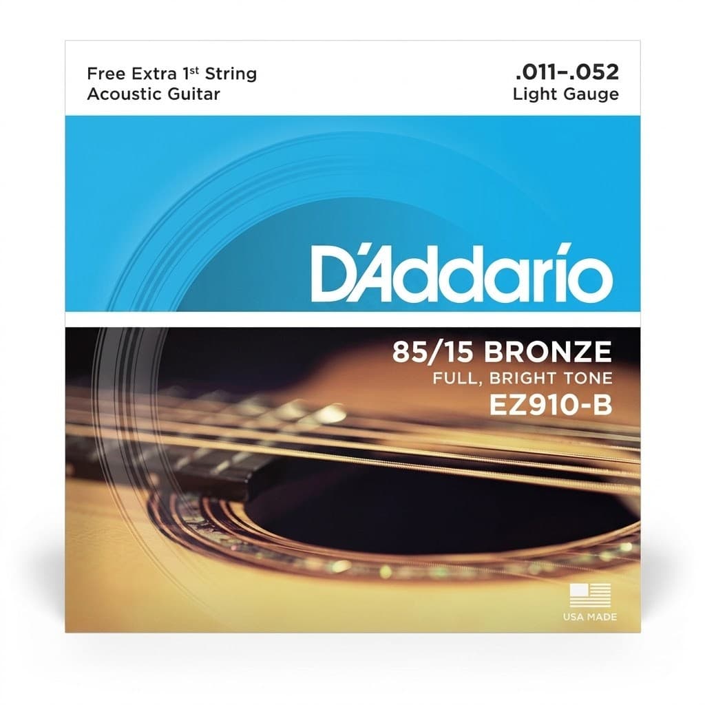 Cordas Encordoamento Violão Aço Daddario EZ910B Light Gauge Bronze 8515 Corda Extra