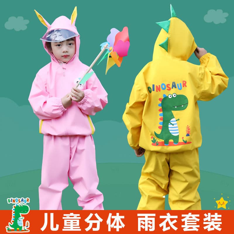 Crianças capa de chuva calças terno jardim de infância estudantes do ensino fundamental Split Poncho meninos meninas méd