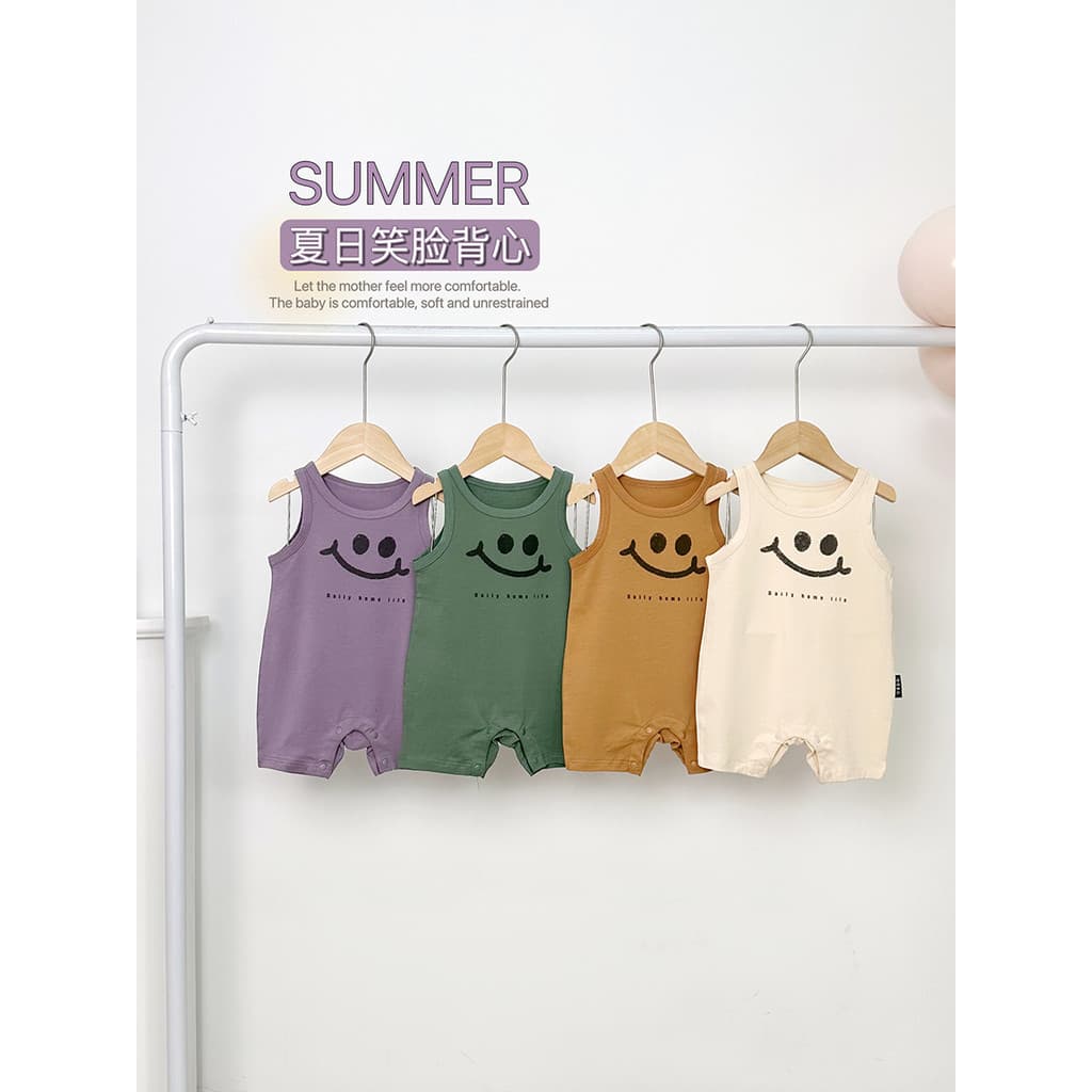 Macacão de bebê Outing roupas de verão colete fino macacão sem mangas ins desenhos animados roupas recém-nascidos