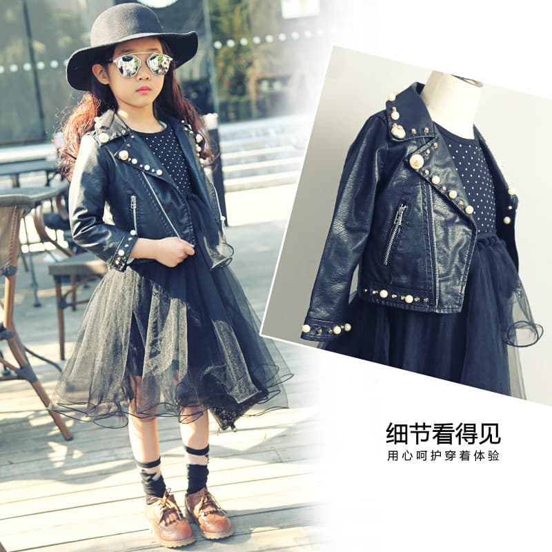 Roupas infantis 2026 primavera outono roupas novo estilo bebê moda menina motocicleta curto couro do plutônio jaqueta ma