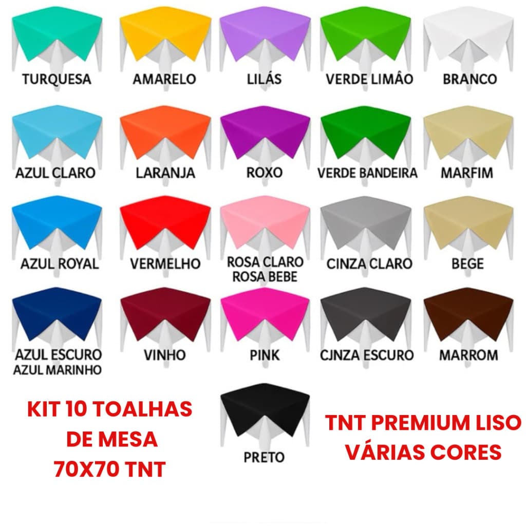 Toalhas de Mesa TNT 70x70 Cobre Mancha grosso Kit c/10 | Decoração Festas no Geral
