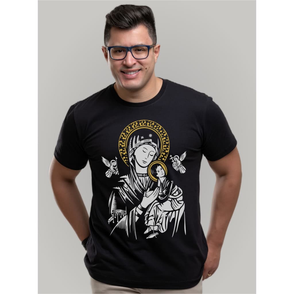 [Camiseta Premium em Algodão Puro]CC Tradicional Nossa Senhora do Perpétuo Socorro Cristão Religioso Católico