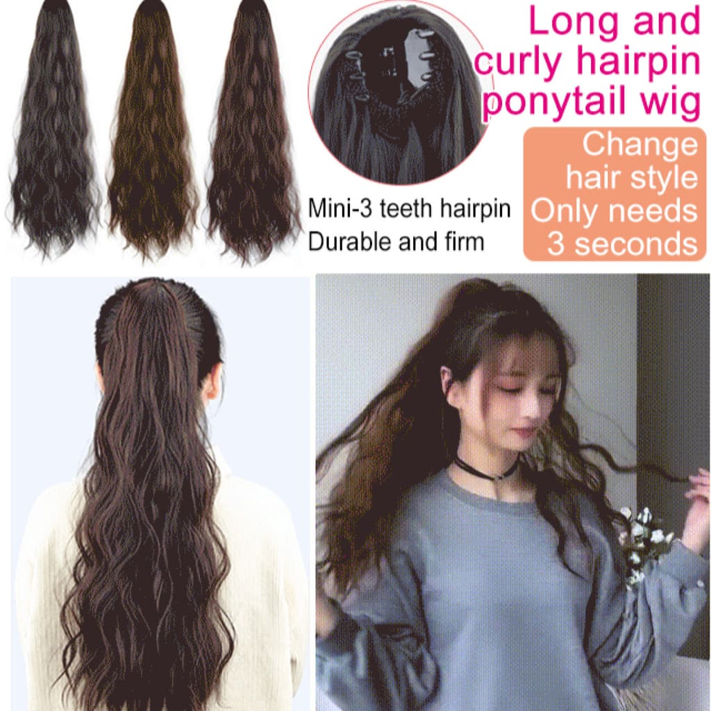 [Estilo Natural] Cabelo Natural Cacheado Peruca Rabo De Cavalo Alto Com Grampo Ponytail/Peruca Cacheada