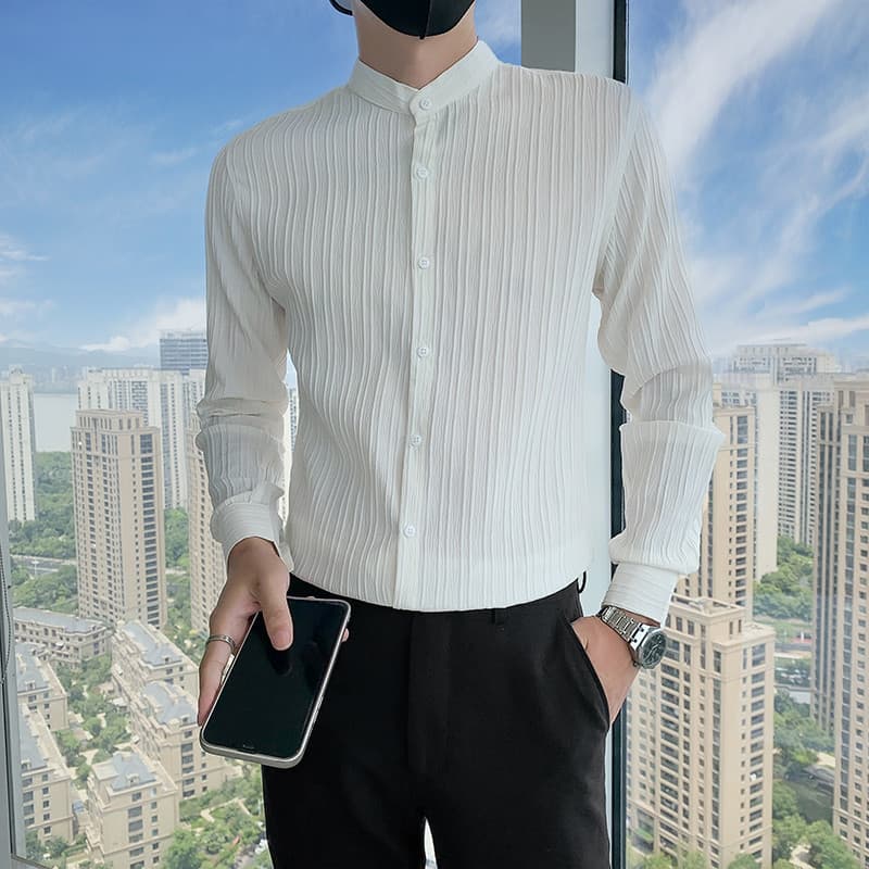 High-End camisa de manga comprida masculina Street Wear fino-ajuste rufião bonito camisa 2022 primavera outono na moda C