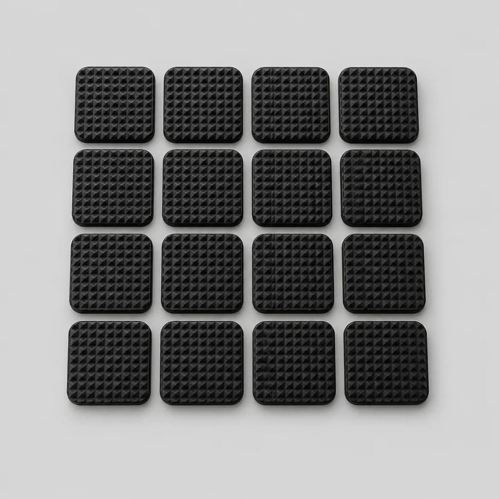 Kit 16 Protetores Pé Cadeira 2cm Borracha Antideslizante Quadrado Silicone Móveis