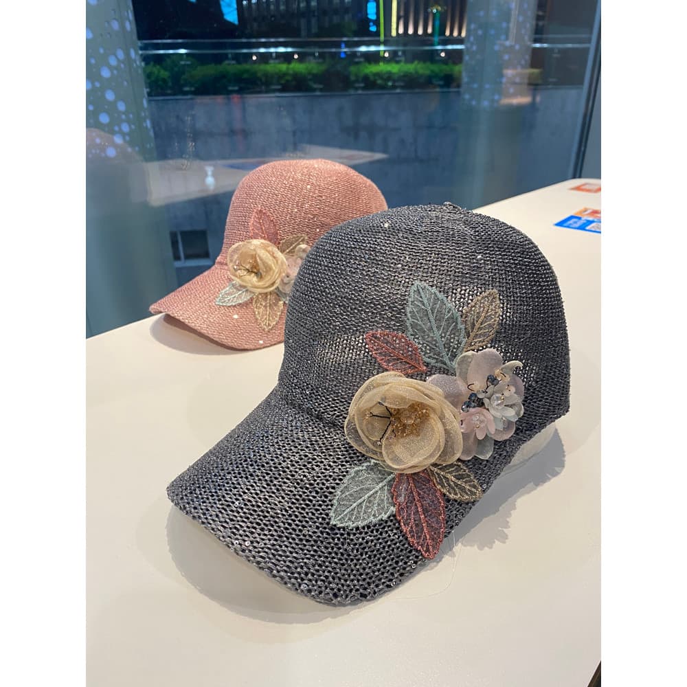 2022 novo estilo chapéu feminino verão Casual All-Match boné flor pára-sol respirável malha boné moda boné de beisebol n